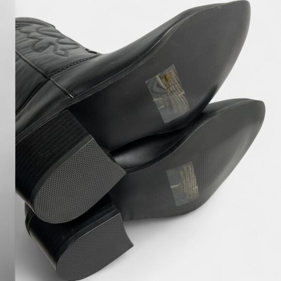 Streetwear Women's 9 Faux Leather Western Boots Cowgirl Cowboy Black - Picture 7 of 10